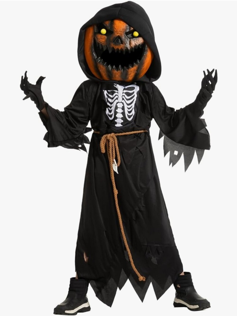 New Kids Scarecrow Pumpkin Head Costume With Mask